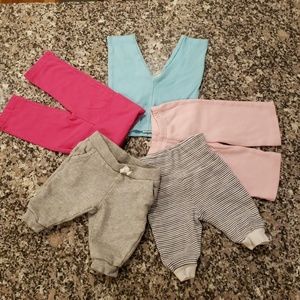 Bundle: 0-3 months. 5 pants